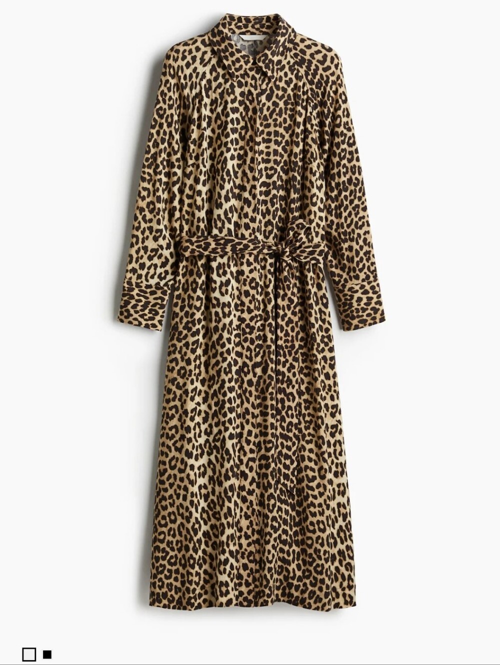 Leopard Print Button-Front Midi Shirt-Dress with Waist Tie